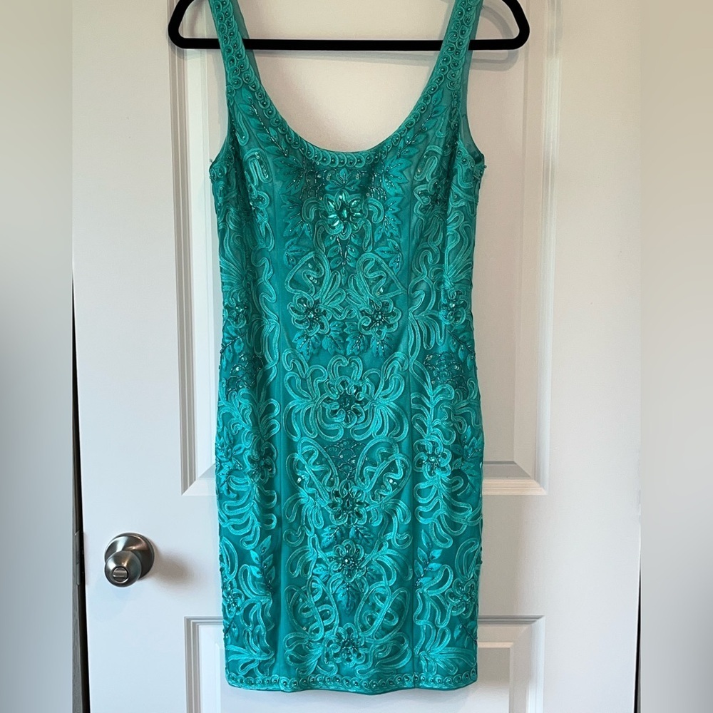 Sue Wong Nocturne Beaded Embroidered Dress Beautiful Seafoam Green Size 8 - Picture 3 of 10